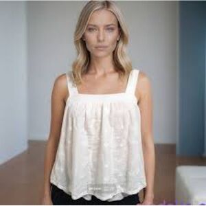 NWT Unsubscribed Eyelet Embroidered White Top, Size L